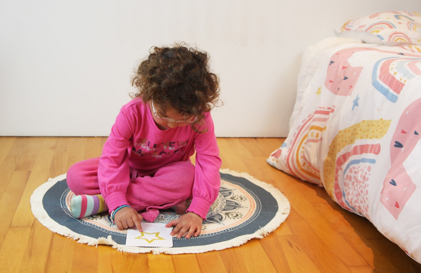 Hand Woven Mandala Meditation Rug for Kids
